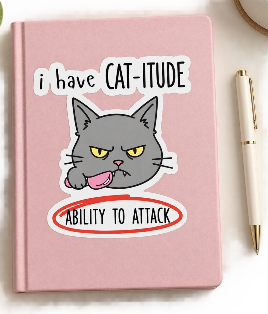 Autocolante Gato CAT-ITUDE — Atitude Felina