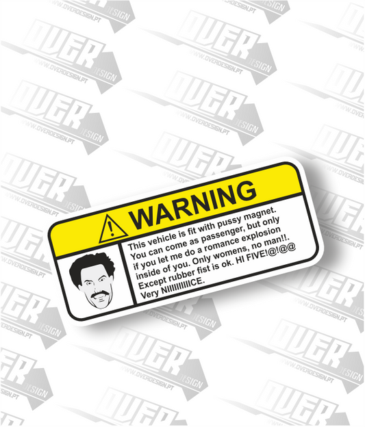 Autocolante “Warning – Borat Edition” 🚨😂
