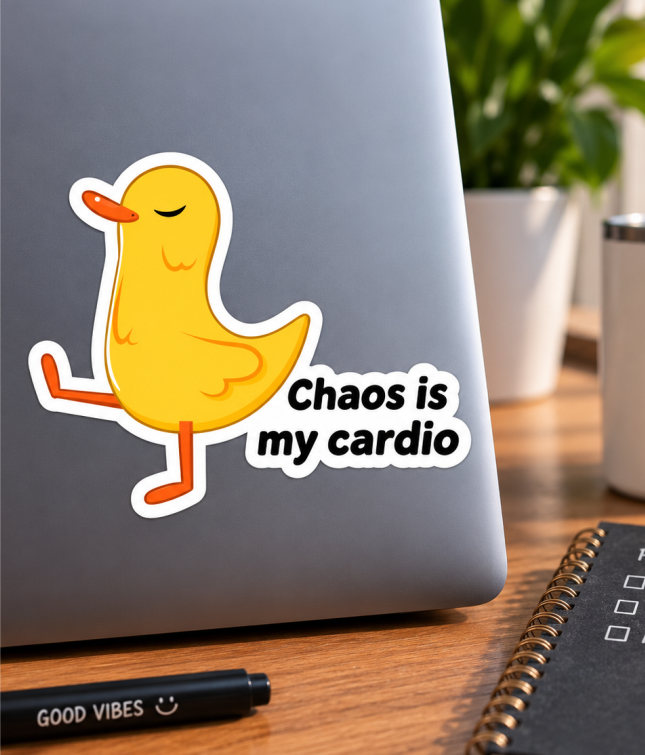 Autocolante Chaos Is My Cardio – Pato Funny