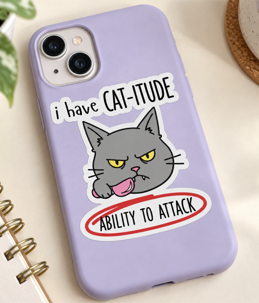 Autocolante Gato CAT-ITUDE — Atitude Felina