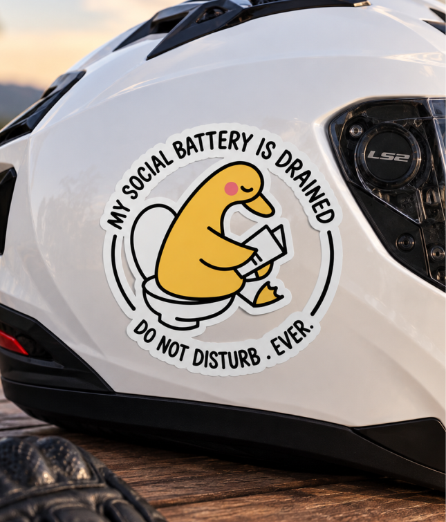 Autocolante My Social Battery Is Drained – Pato Funny