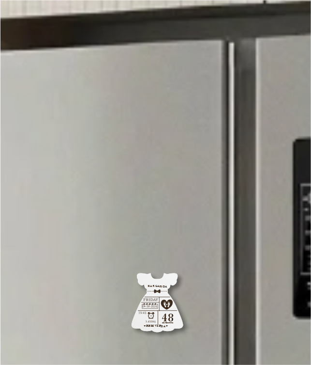 Íman de Frigorífico em MDF Personalizado – Lembrança de Nascimento vestido