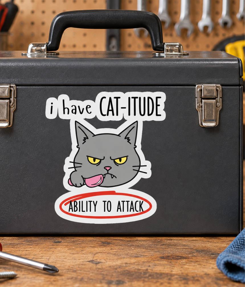 Autocolante Gato CAT-ITUDE — Atitude Felina