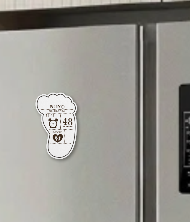Íman de Frigorífico em MDF Personalizado – Lembrança de Nascimento Pé