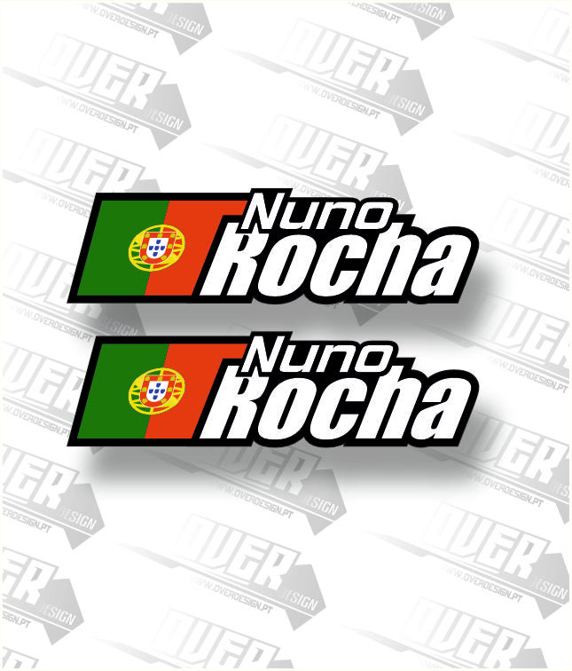 2 Autocolantes Bandeira + Nome